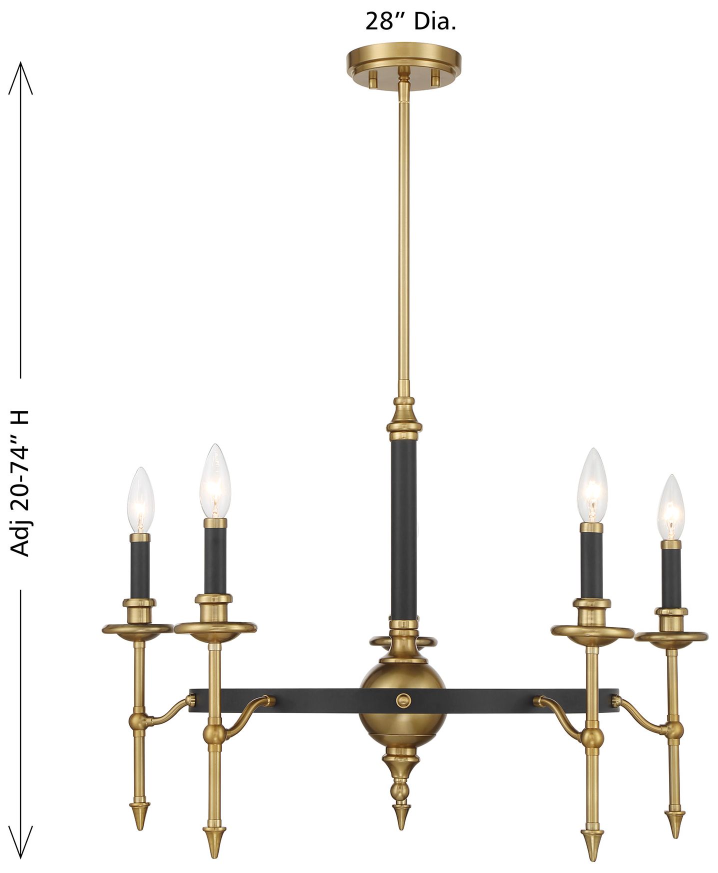 Consulate 5-Light Chandelier in Matte Black and Warm Brass