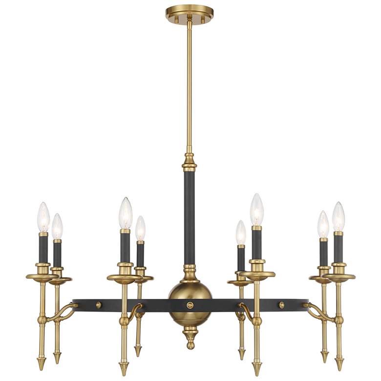 Image 1 Consulate 8-Light Chandelier in Matte Black and Warm Brass