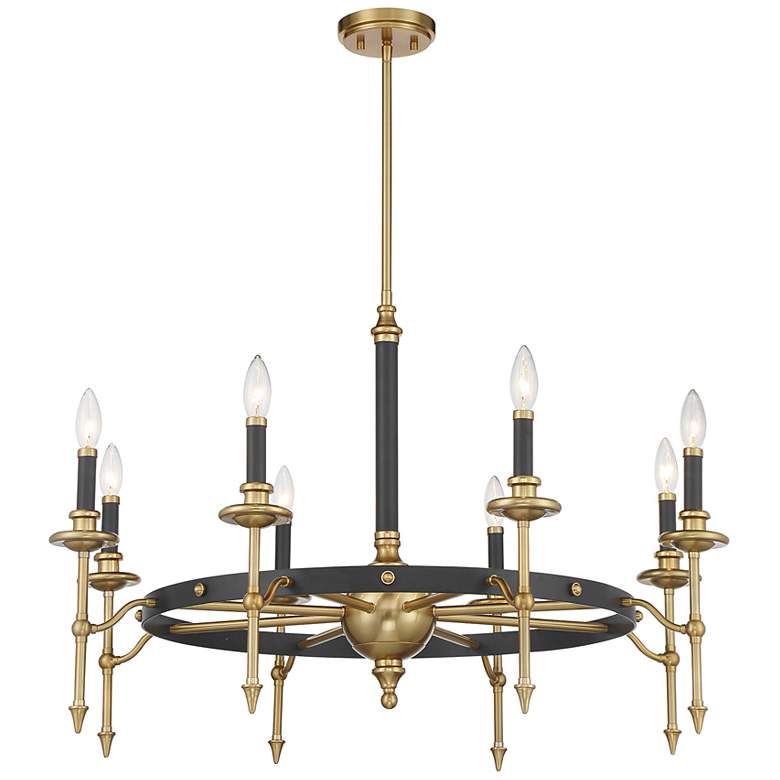 Image 3 Consulate 8-Light Chandelier in Matte Black and Warm Brass more views