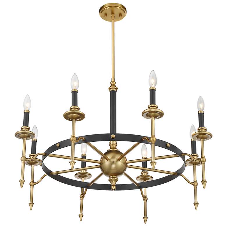 Image 4 Consulate 8-Light Chandelier in Matte Black and Warm Brass more views