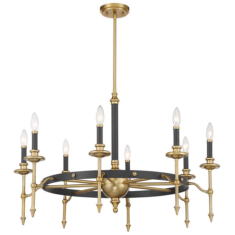 Image 5 Consulate 8-Light Chandelier in Matte Black and Warm Brass more views