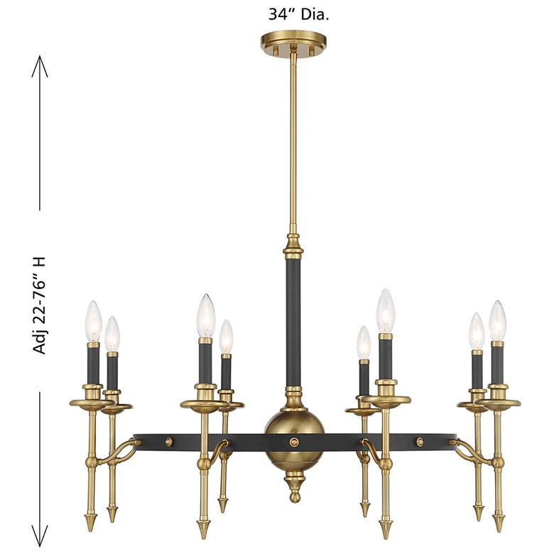 Image 6 Consulate 8-Light Chandelier in Matte Black and Warm Brass more views