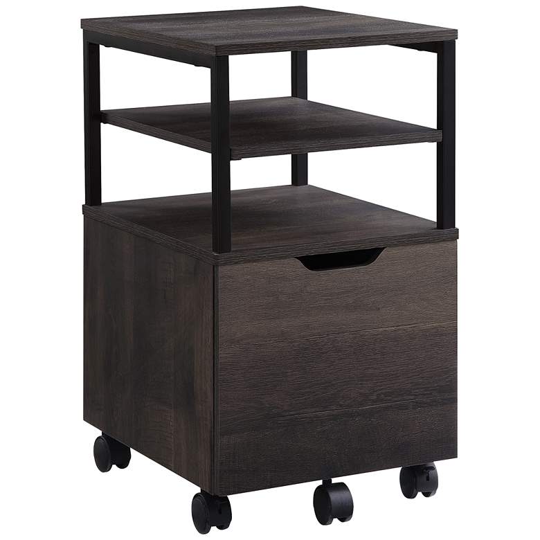 Image 2 Contempo 16 3/4 inch Wide Ozark Ash 1-Drawer Mobile Storage Cart