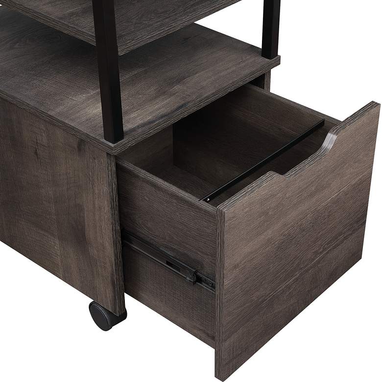 Image 4 Contempo 16 3/4 inch Wide Ozark Ash 1-Drawer Mobile Storage Cart more views