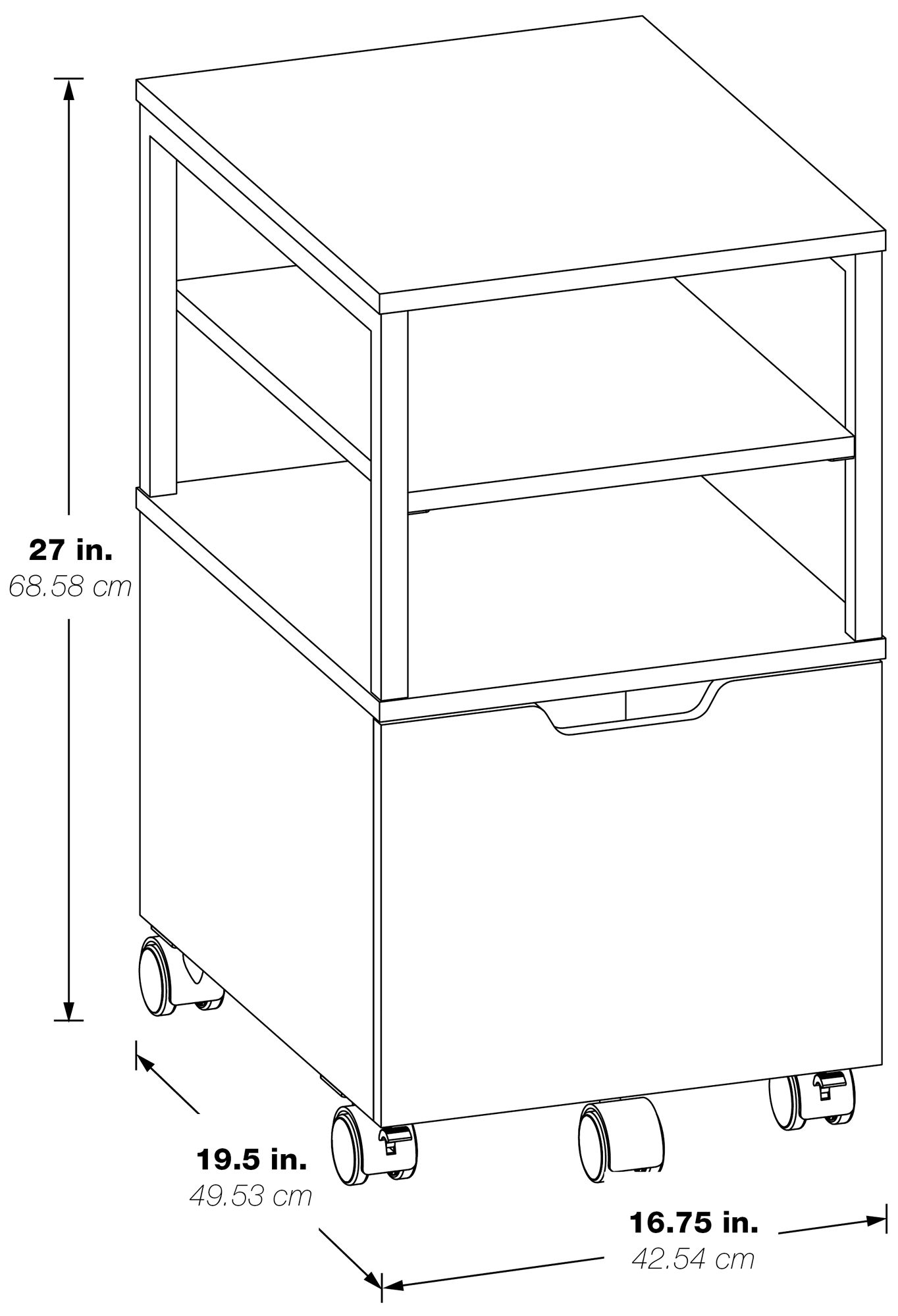 Contempo 16 3/4" Wide Ozark Ash 1-Drawer Mobile Storage Cart