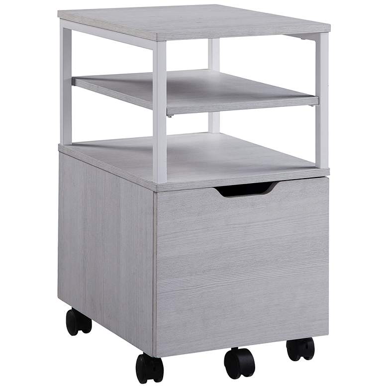 Image 2 Contempo 16 3/4 inch Wide White 1-Drawer Mobile Storage Cart