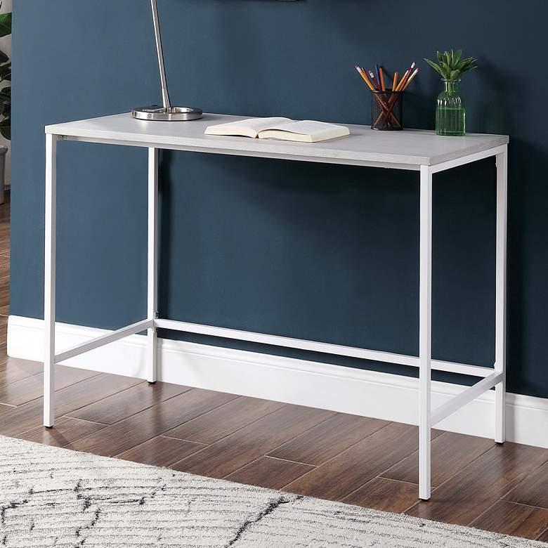 Image 1 Contempo 42 inch Wide Campanula White Metal Office Desk