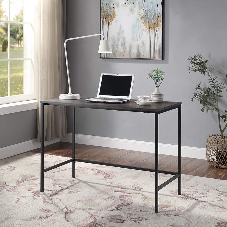 Image 6 Contempo 42" Wide Ozark Ash Metal Office Desk more views