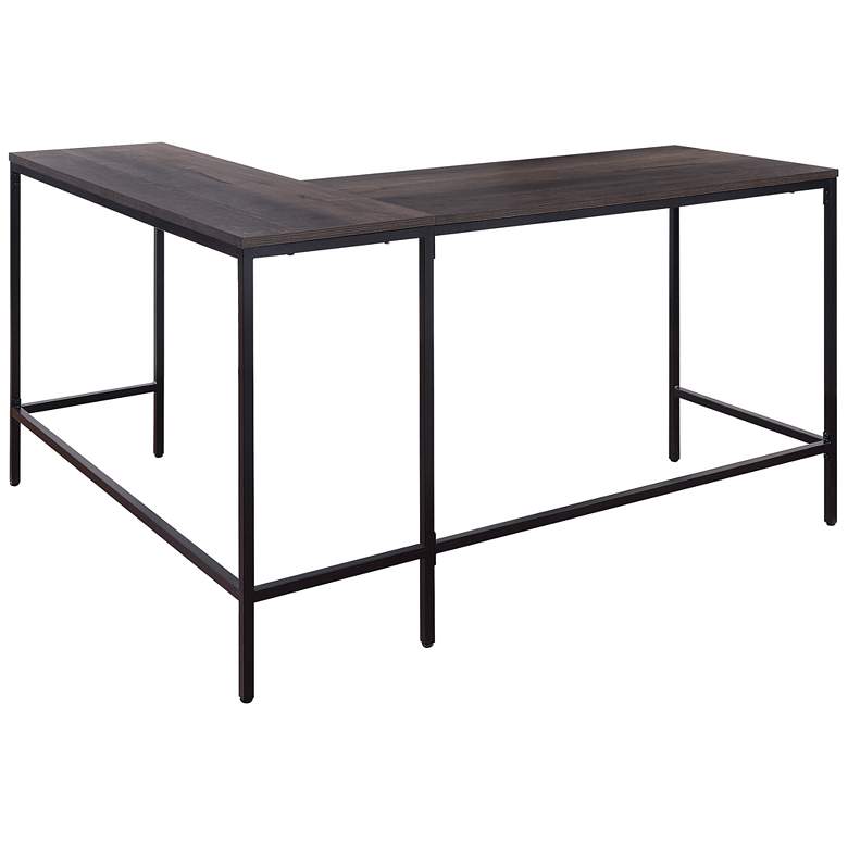 Image 7 Contempo 56 inch Wide Ozark Ash Adjustable L-Shaped Office Desk more views