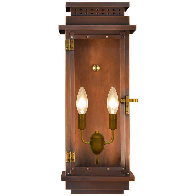 Image 1 Contempo Flush 22"H Antique Copper 2-Light Outdoor Wall Light