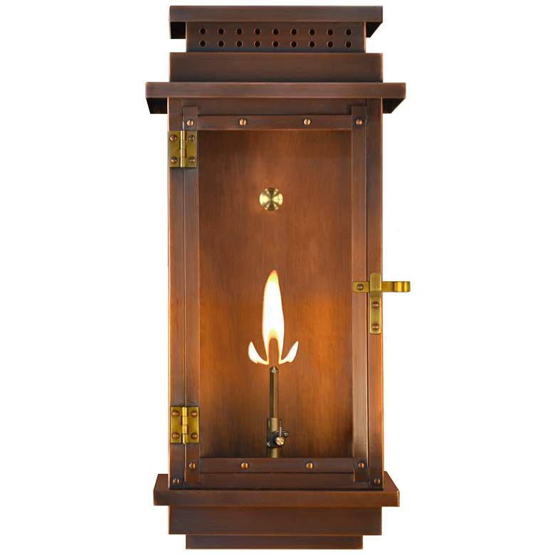 Image 1 Contempo Flush 22"H Antique Copper Gas Lantern Outdoor Wall Light