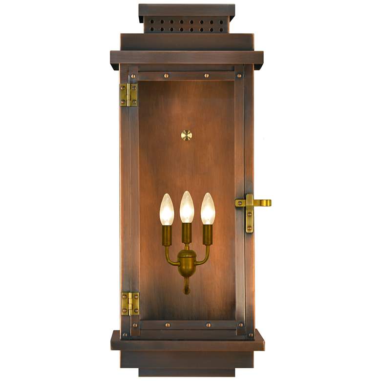 Image 1 Contempo Flush 30 1/2"H Antique Copper 3-Light Outdoor Wall Light