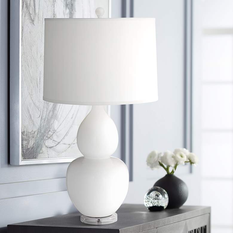 Image 1 Contempo White Double Gourd Ceramic Table Lamp