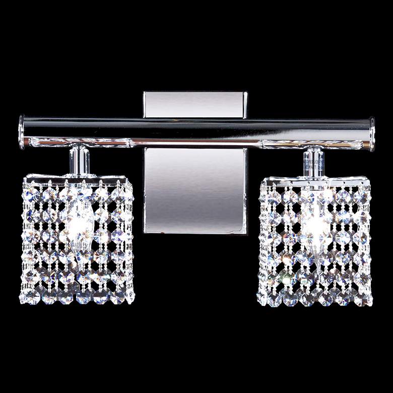 Image 1 Contemporary 10" High Silver 2-Light Crystal Wall Sconce