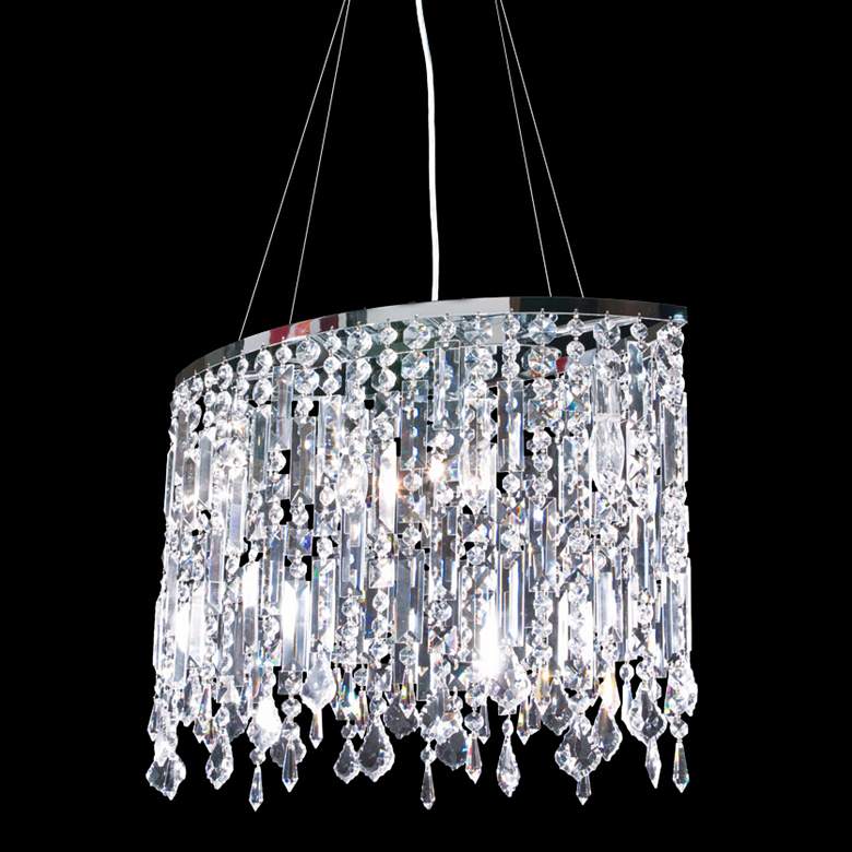 Image 1 Contemporary 20 inch Wide Silver and Crystal Dining Chandelier