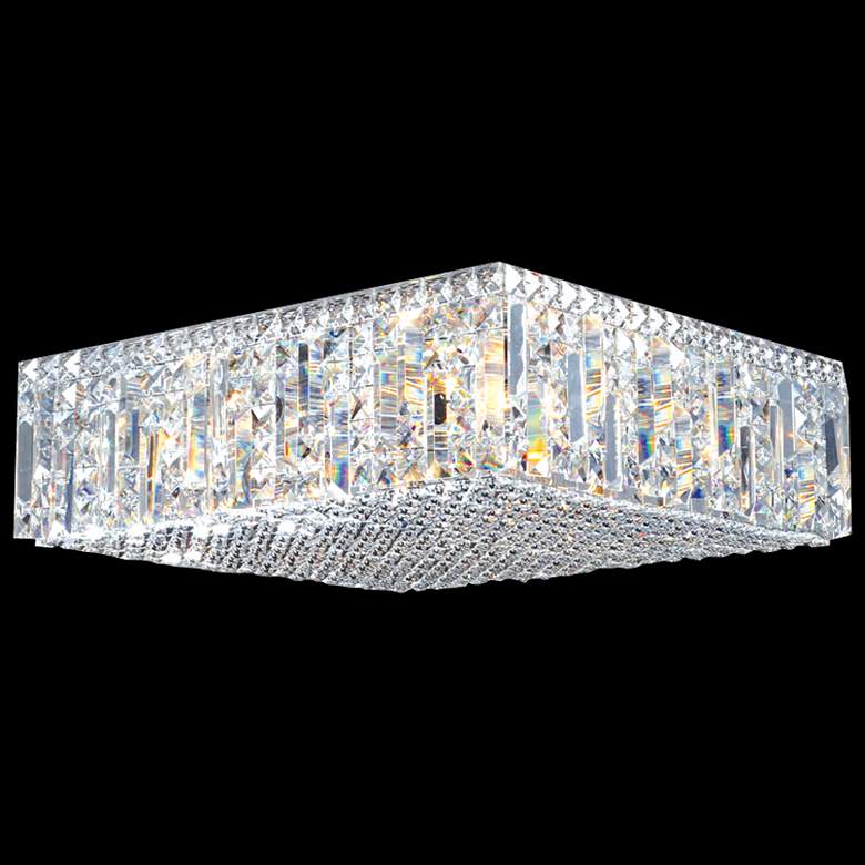 Image 1 Contemporary 20 inch Wide Silver Square Crystal Ceiling Light