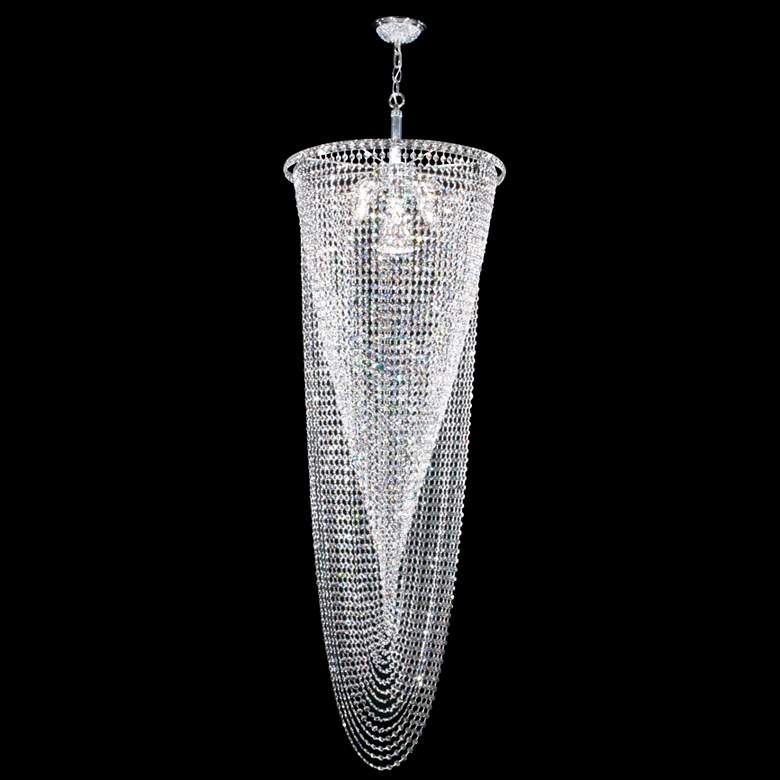 Image 1 Contemporary 21 inch Wide Silver Entry Crystal Pendant Light
