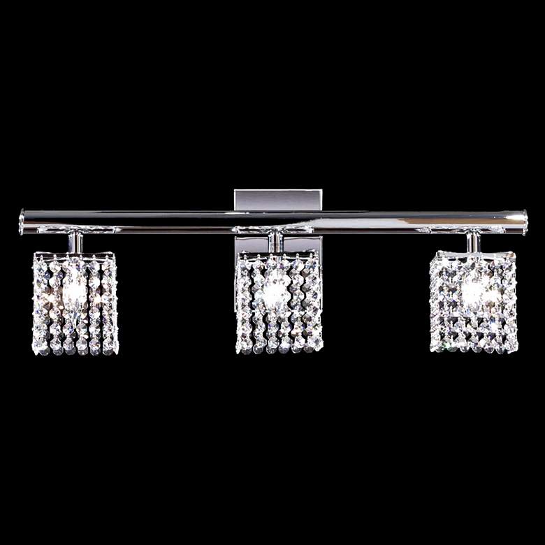 Image 1 Contemporary 27 inch Wide Silver 3-Light Crystal Bath Light