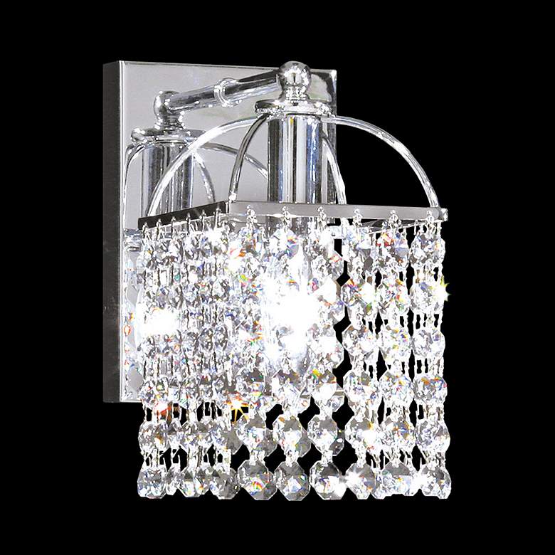 Image 1 Contemporary 8" High Silver and Crystal Wall Sconce