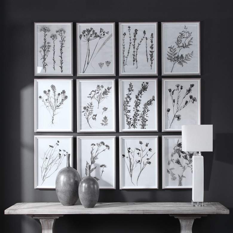 Image 1 Contemporary Botanical 22 1/4"H 12-Piece Framed Wall Art Set
