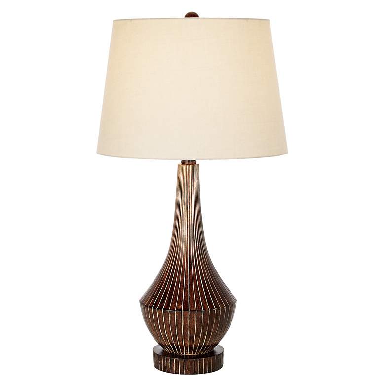 Image 1 Contemporary Brown Grooved Table Lamp