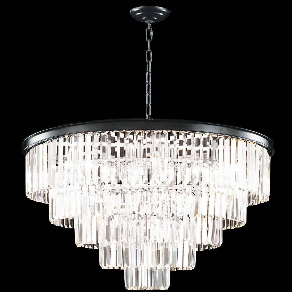Contemporary Europa 32"W Satin Black Tiered Chandelier