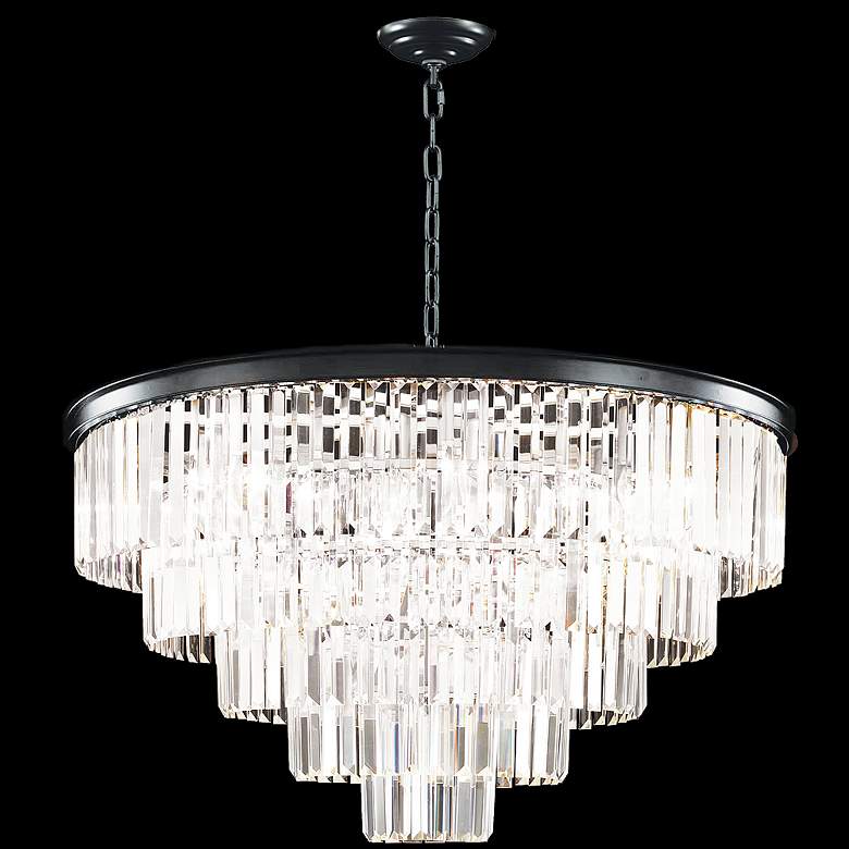 Image 1 Contemporary Europa 32"W Satin Black Tiered Chandelier