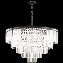 Contemporary Europa 32"W Satin Black Tiered Chandelier