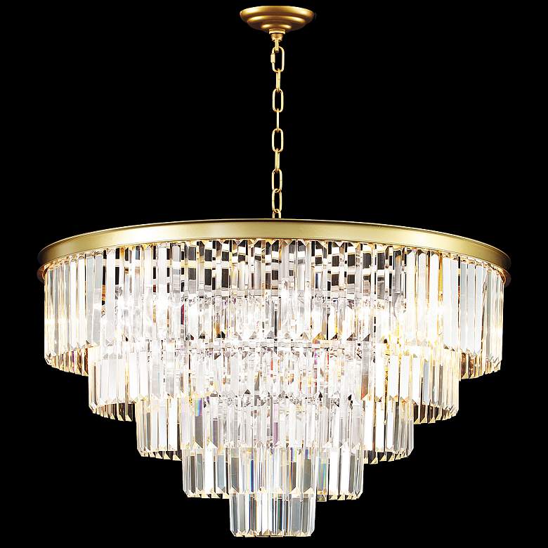 Image 1 Contemporary Europa 32"W Satin Gold and Crystal Chandelier