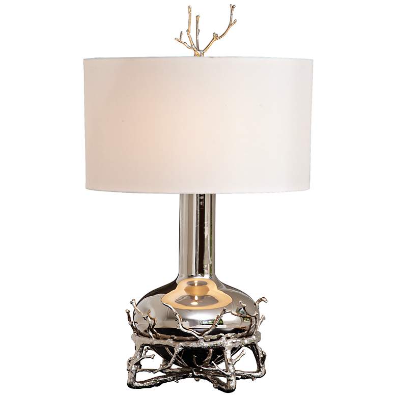 Image 1 Contemporary Fat Nickel Twig Table Lamp