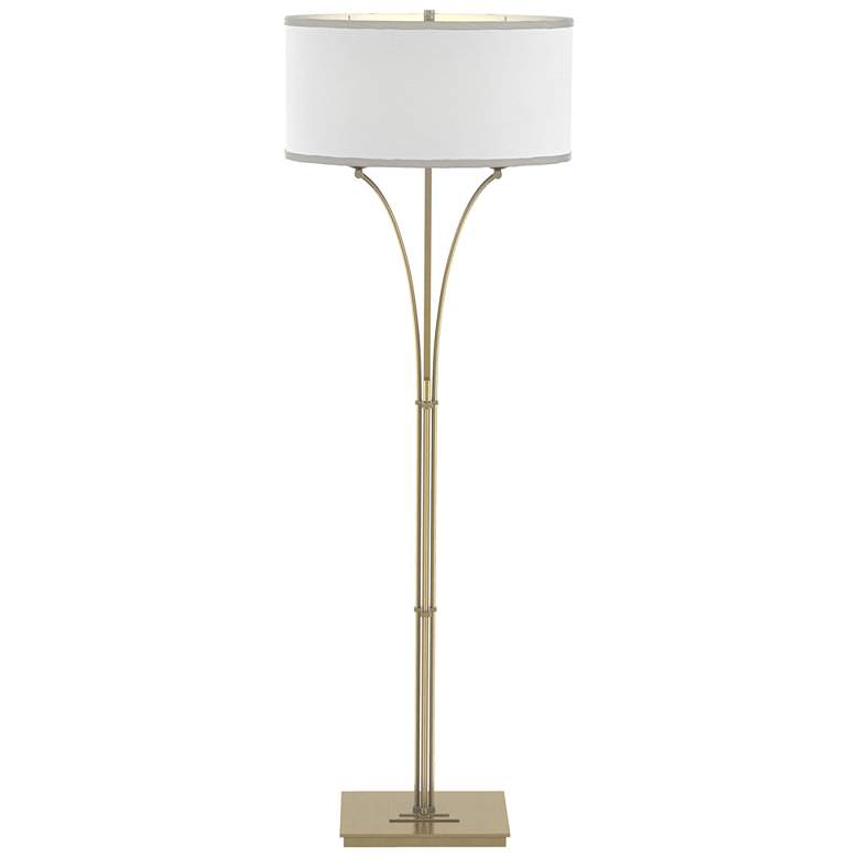 Image 1 Contemporary Formae 58 inchH Modern Brass Floor Lamp w/ Anna Shade