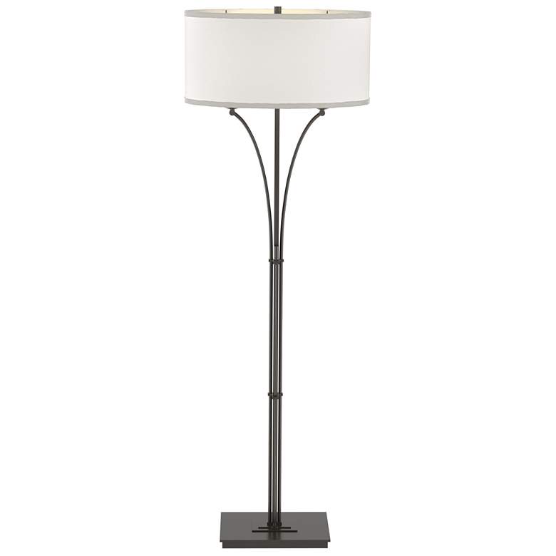 Image 1 Contemporary Formae 58 inchH Oil Rubbed Bronze Floor Lamp w/ Flax Shade