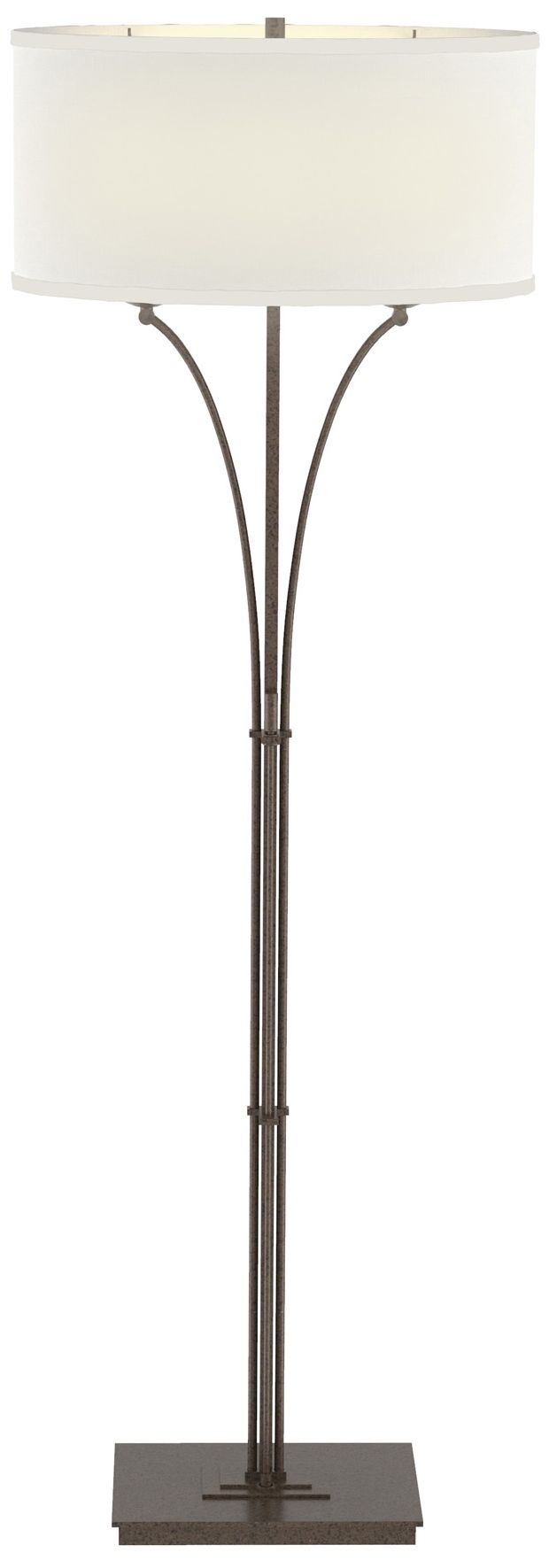 Contemporary Formae Bronze Floor Lamp With Natural Anna Shade