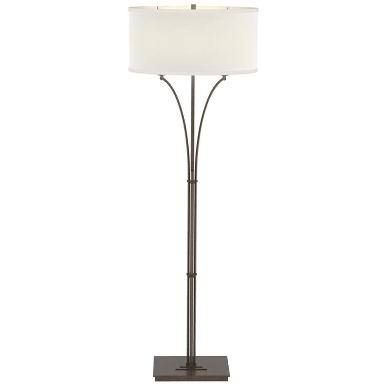 Image 1 Contemporary Formae Bronze Floor Lamp With Natural Anna Shade