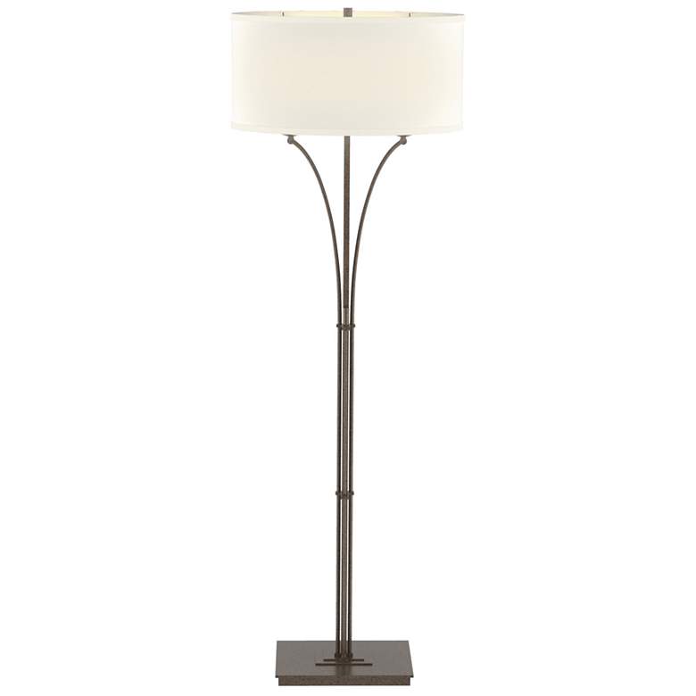 Image 1 Contemporary Formae Floor Lamp - Bronze Finish - Flax Shade