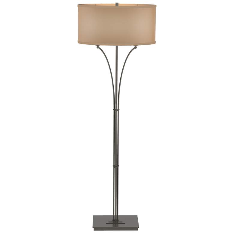 Image 1 Contemporary Formae Floor Lamp - Dark Smoke Finish - Doeskin Suede Shade
