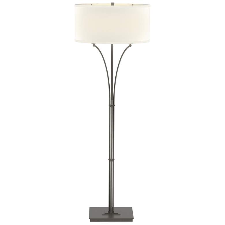 Image 1 Contemporary Formae Floor Lamp - Dark Smoke Finish - Flax Shade