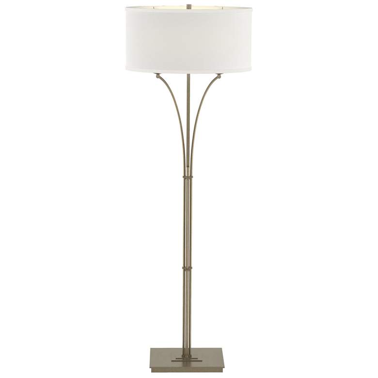Image 1 Contemporary Formae Floor Lamp - Soft Gold Finish - Natural Anna Shade