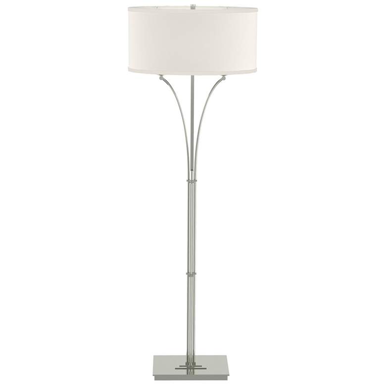 Image 1 Contemporary Formae Floor Lamp - Sterling Finish - Flax Shade