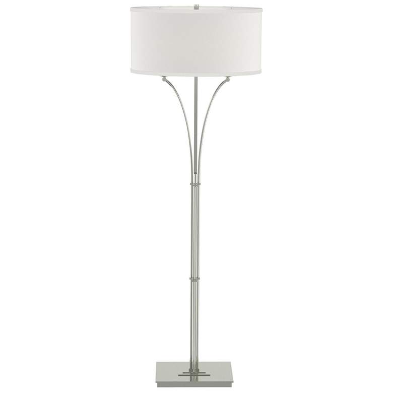Contemporary Formae Floor Lamp - Sterling Finish - Light Grey Shade