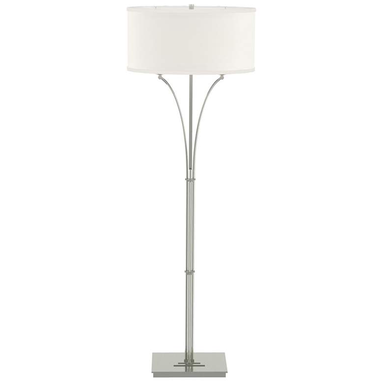 Image 1 Contemporary Formae Floor Lamp - Sterling Finish - Natural Anna Shade