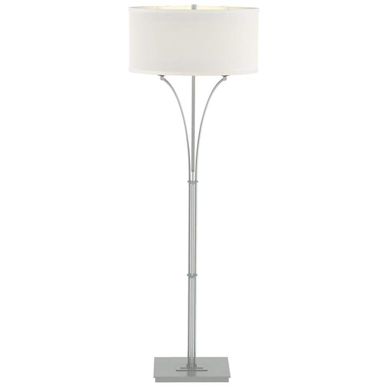 Image 1 Contemporary Formae Floor Lamp - Vintage Platinum Finish - Natural Shade