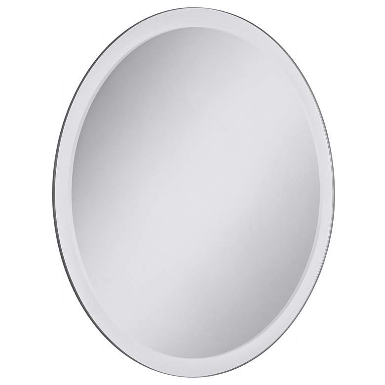Image 4 Contemporary Frameless 42" Wide Beveled Glass Round Wall Mirror more views