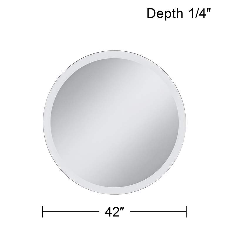 Image 5 Contemporary Frameless 42" Wide Beveled Glass Round Wall Mirror more views