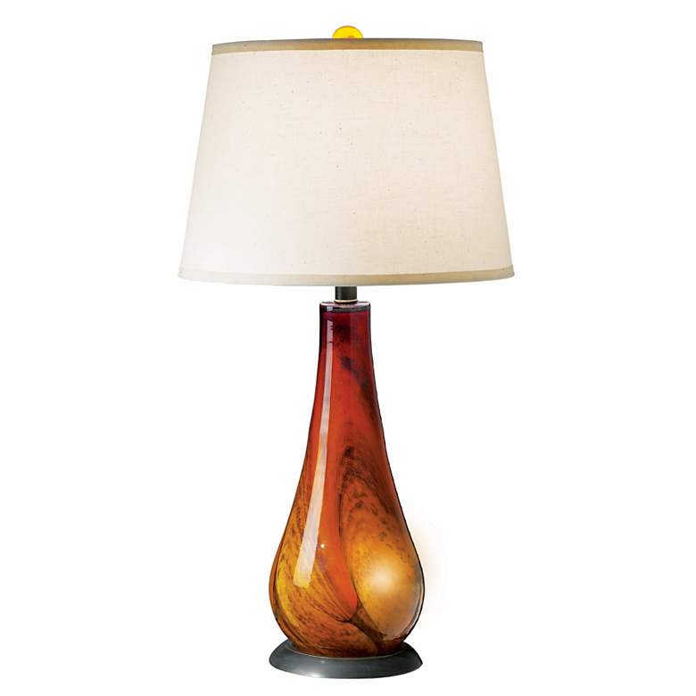 Image 1 Contemporary Glass Dark Amber Night Light Table Lamp