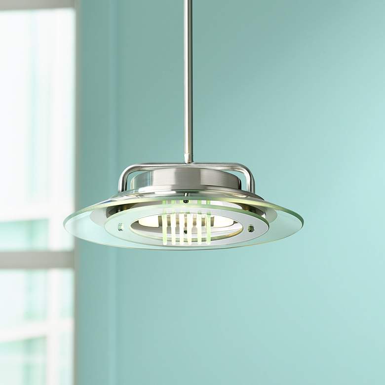 Image 1 Contemporary Glass Ring 12" Wide Brushed Nickel Mini Pendant