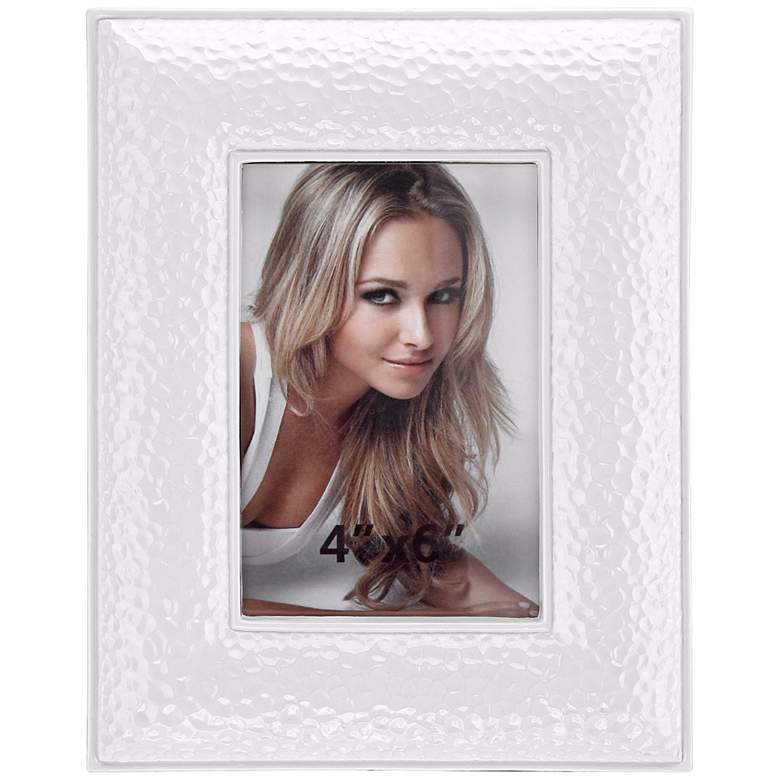 Image 1 Contemporary Hammered 4x6 White Picture Frame