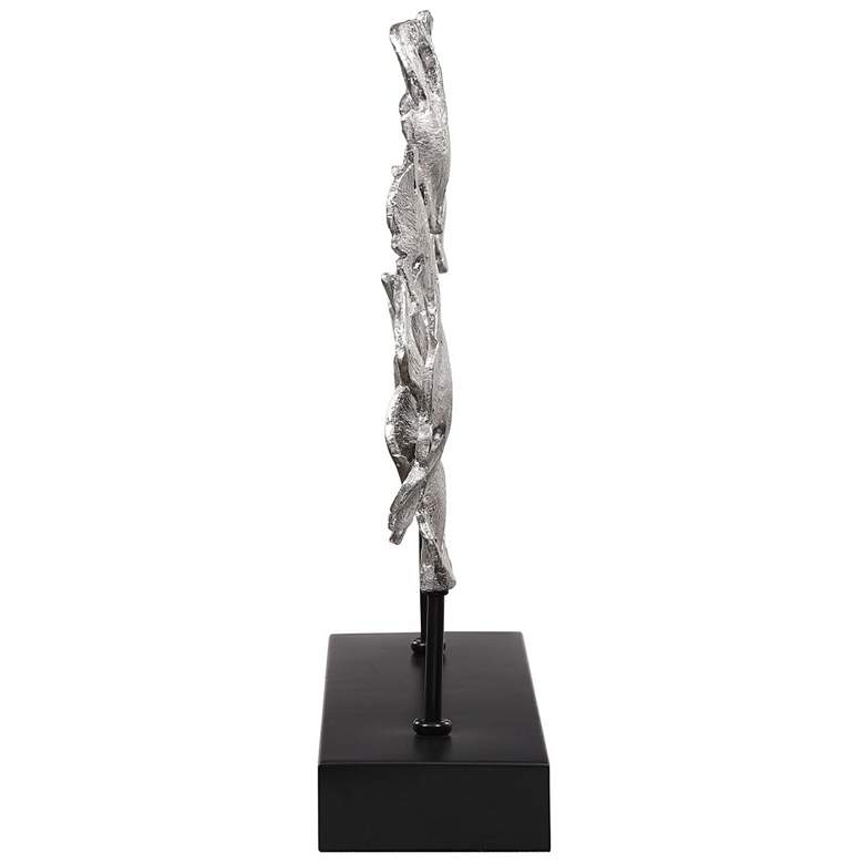 Image 4 Contemporary Lotus 26 inch Wide Silver Leaf Metal Sculpture more views