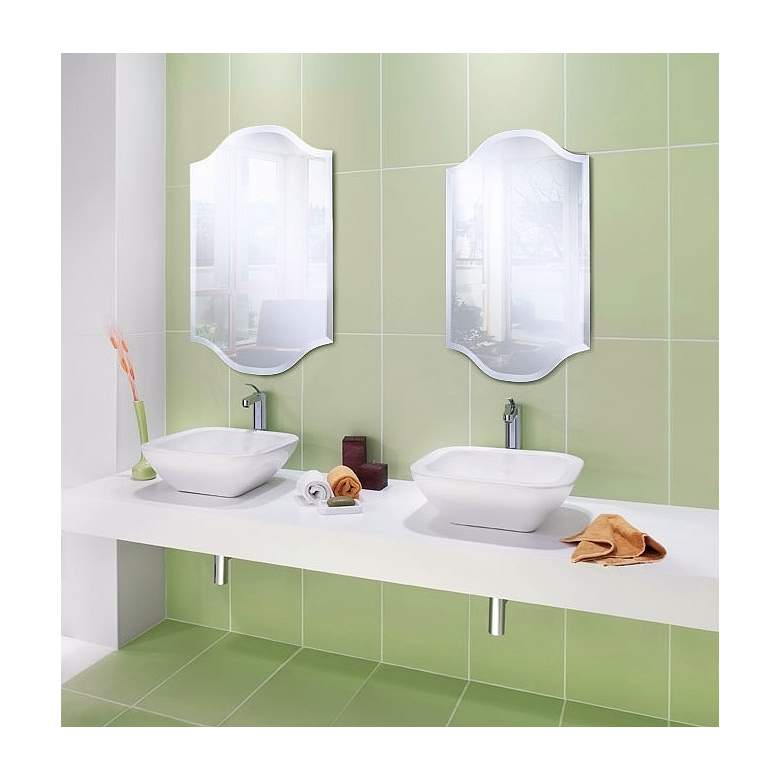 Image 1 Double Crown Frameless 30 inch High Beveled Wall Mirror in scene