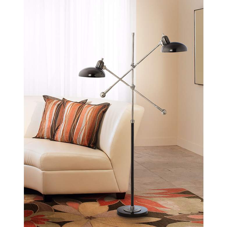 Image 1 Robert Abbey Bruno Bronze 2-Light Pharmacy Floor Lamp in scene